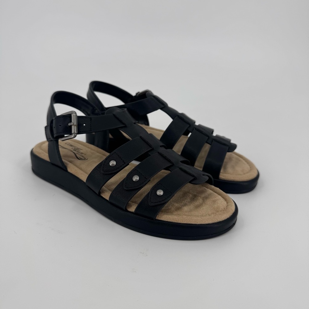 Easy Street Women's Black Chirp Flat Gladiator Sandals 6.5 - Picture 2 of 9
